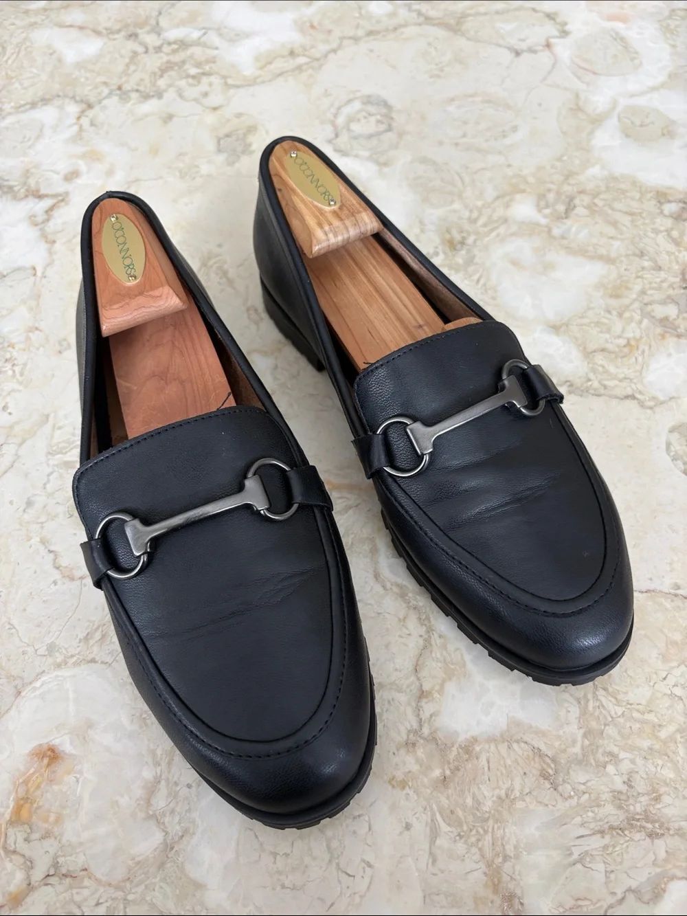 Kelly & Katie Bristols Black Vegan Leather Horsebit Loafers